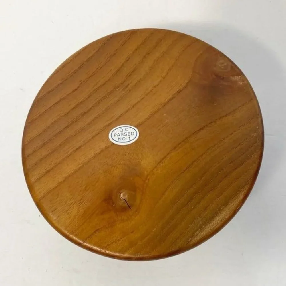 Vintage Teak Wood Pillar Candle Holder White Ceramic Insert Mid Century Modern